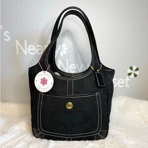 y2k COACH Black Signature 2007 Legacy Ergo Hobo Shoulder Bag